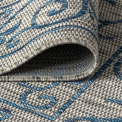 JONATHAN Y SMB106C-5TGN Charleston Vintage Filigree Textured Weave Gray/Navy 5' Octagon Indoor/Outdoor Area Rug, Non-Shedding, Stain Resistant,Fade Resistant, Easy-Cleaning for Backyard Patio, Porch