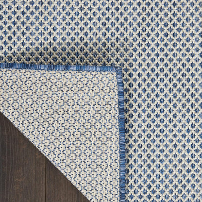 Nourison Courtyard Indoor/Outdoor Ivory Blue 4' x 6' Area Rug, Geometric, Easy Cleaning, Non Shedding, Bed Room, Living Room, Dining Room, Deck, Patio, Backyard (4x6)