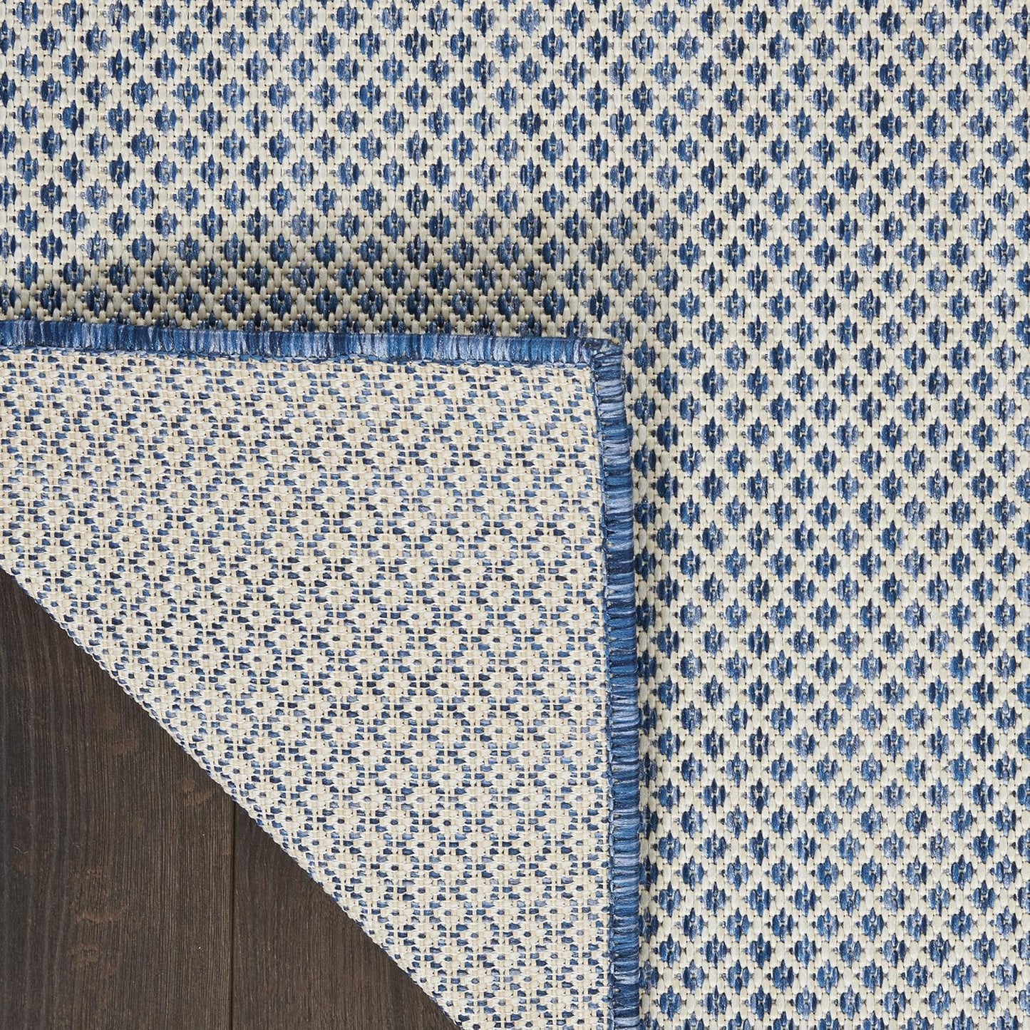 Nourison Courtyard Indoor/Outdoor Ivory Blue 6' x 9' Area Rug, Geometric, Easy Cleaning, Non Shedding, Bed Room, Living Room, Dining Room, Deck, Patio, Backyard (6x9)