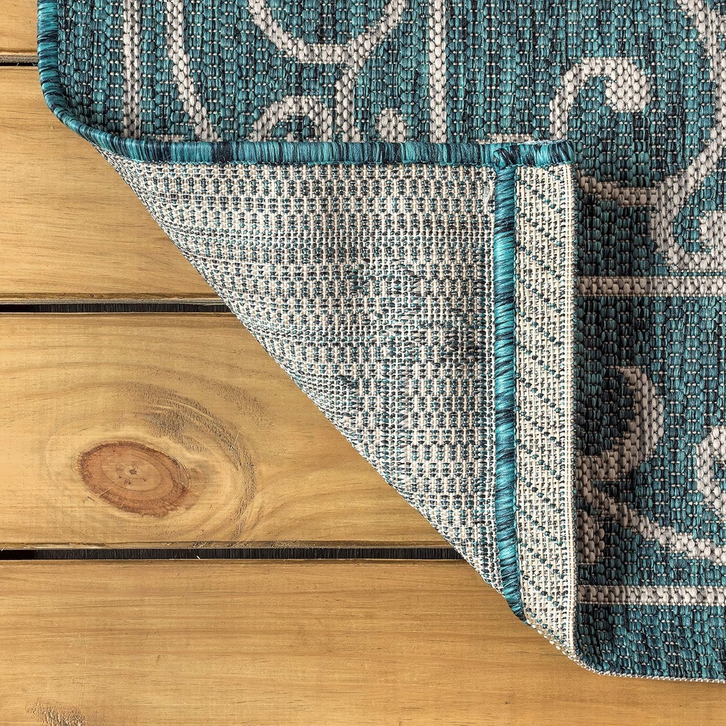 JONATHAN Y SMB106F-28 Charleston Vintage Filigree Textured Weave Indoor/Outdoor Teal/Gray 2 ft. x 8 ft. Runner Rug, Classic,Easy-Cleaning,HighTraffic,LivingRoom,Backyard, Non Shedding