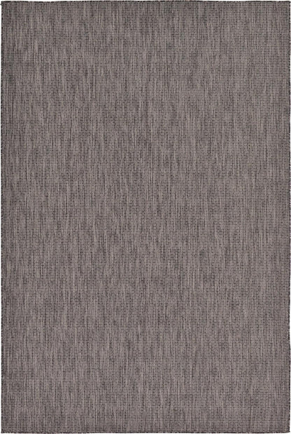 Unique Loom Collection Casual Transitional Solid Heathered Indoor/Outdoor Flatweave Area Rug (6' 1" x 9' Rectangle, Black/Ivory)
