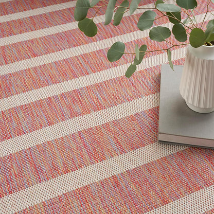 Nourison Home Positano Indoor/Outdoor Rainbow Ivory 5' x 7' Area Rug, Easy Cleaning, Non Shedding, Bed Room, Living Room, Dining Room, Deck, Backyard, Patio (5x7)