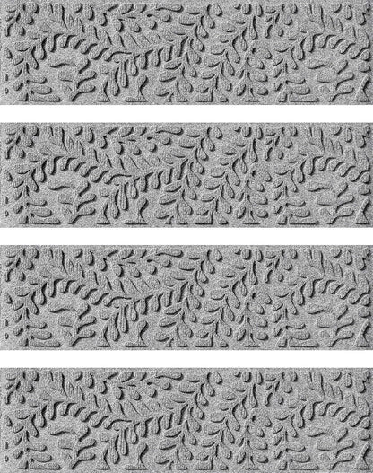 Bungalow Flooring Waterhog Stair Treads (Set of 4) – 8 1/2 x 30 Inches, Durable,Water-Trapping, Indoor/Outdoor Floor Covering, Boxwood Collection – Made in USA, Medium Grey