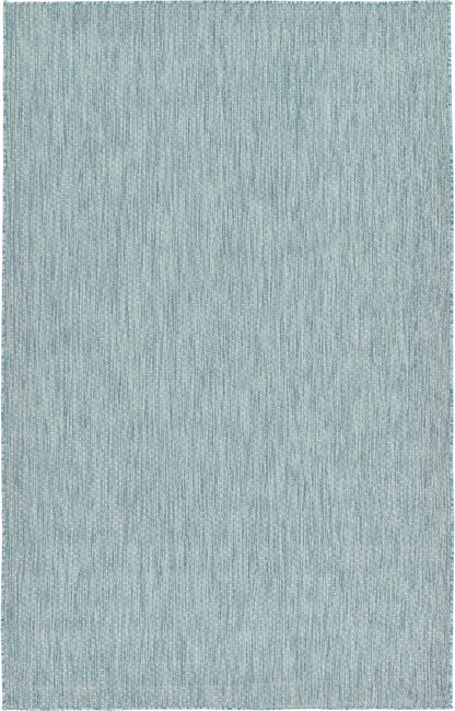 Unique Loom Collection Casual Transitional Solid Heathered Indoor/Outdoor Flatweave Area Rug (5' 3" x 8' Rectangle, Aquamarine/Ivory)