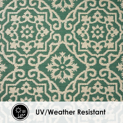 Nicole Miller New York Patio Country Julia Transitional Geometric Indoor/Outdoor Area Rug, Green/Beige, 5'2"x7'2"