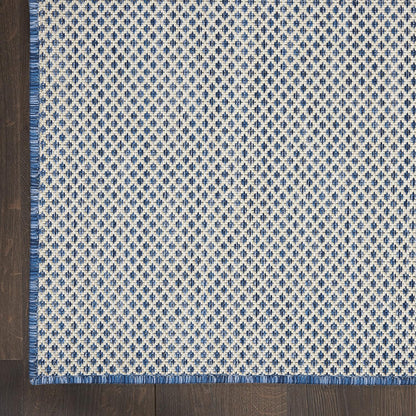 Nourison Home Courtyard Indoor/Outdoor Ivory Blue 2'2" x 8' Area Rug, Easy Cleaning, Non Shedding, Bed Room, Living Room, Dining Room, Backyard, Deck, Patio (2x8)