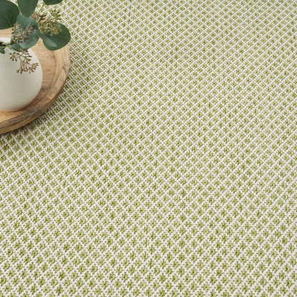 Nourison Courtyard Indoor/Outdoor Ivory Green 6' x 9' Area Rug, Geometric, Easy Cleaning, Non Shedding, Bed Room, Living Room, Dining Room, Deck, Patio, Backyard (6x9)