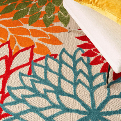 Nourison Home Aloha 5' x Square Green Fabric Tropical Area Rug (5' Square)