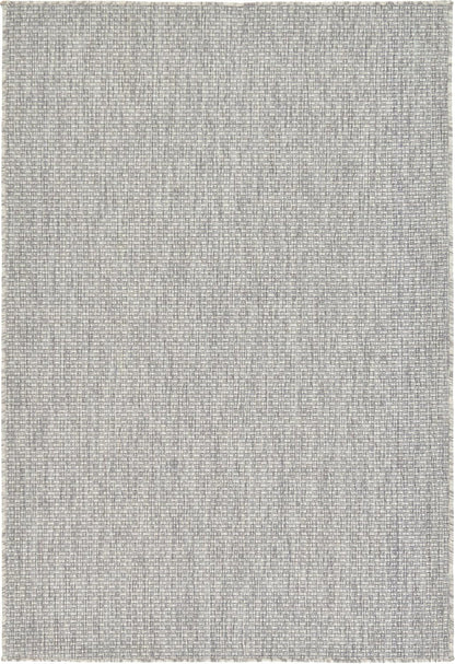 Unique Loom Collection Casual Transitional Solid Heathered Indoor/Outdoor Flatweave Area Rug (4' 1" x 6' 1" Rectangle, Light Gray/Ivory)