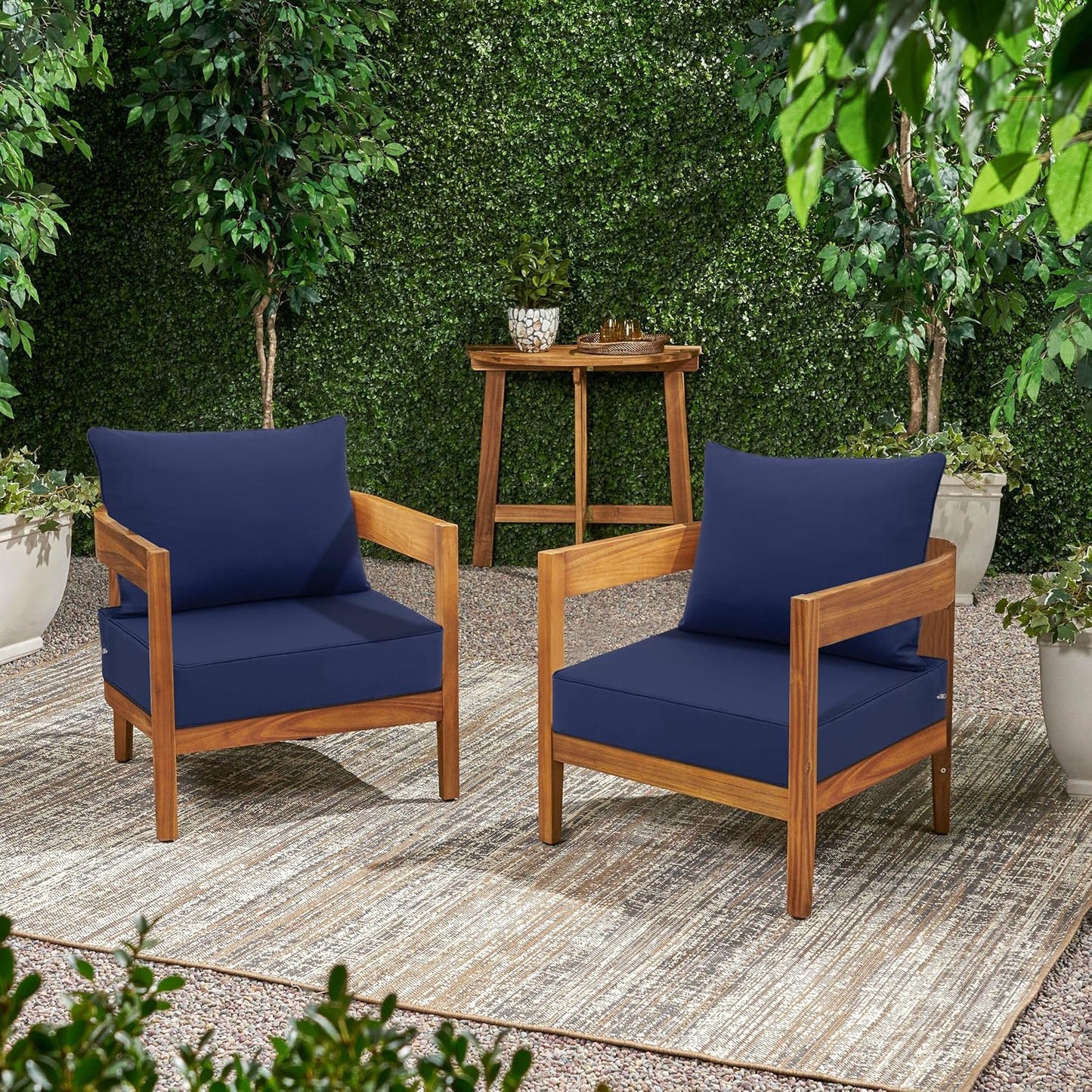 Favoyard Outdoor Seat Cushion Set 22 x 24 Inch Waterproof & Fade Resistant Patio Furniture Cushions with Removable Cover Deep Seat & Back Cushion with Handle and Adjustable Straps for Chair Sofa Couch