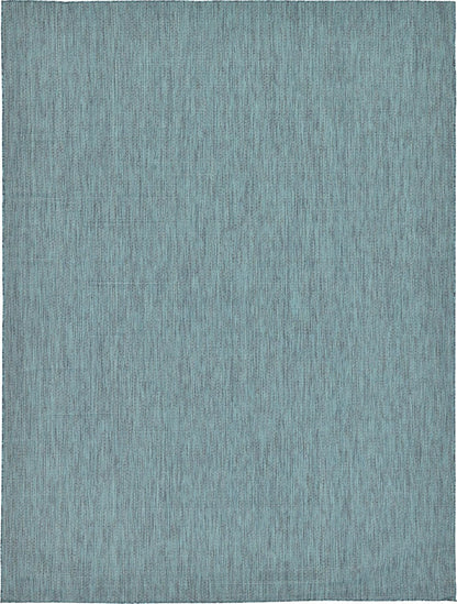 Unique Loom Collection Casual Transitional Solid Heathered Indoor/Outdoor Flatweave Area Rug (9' x 12' Rectangle, Teal/Navy Blue)