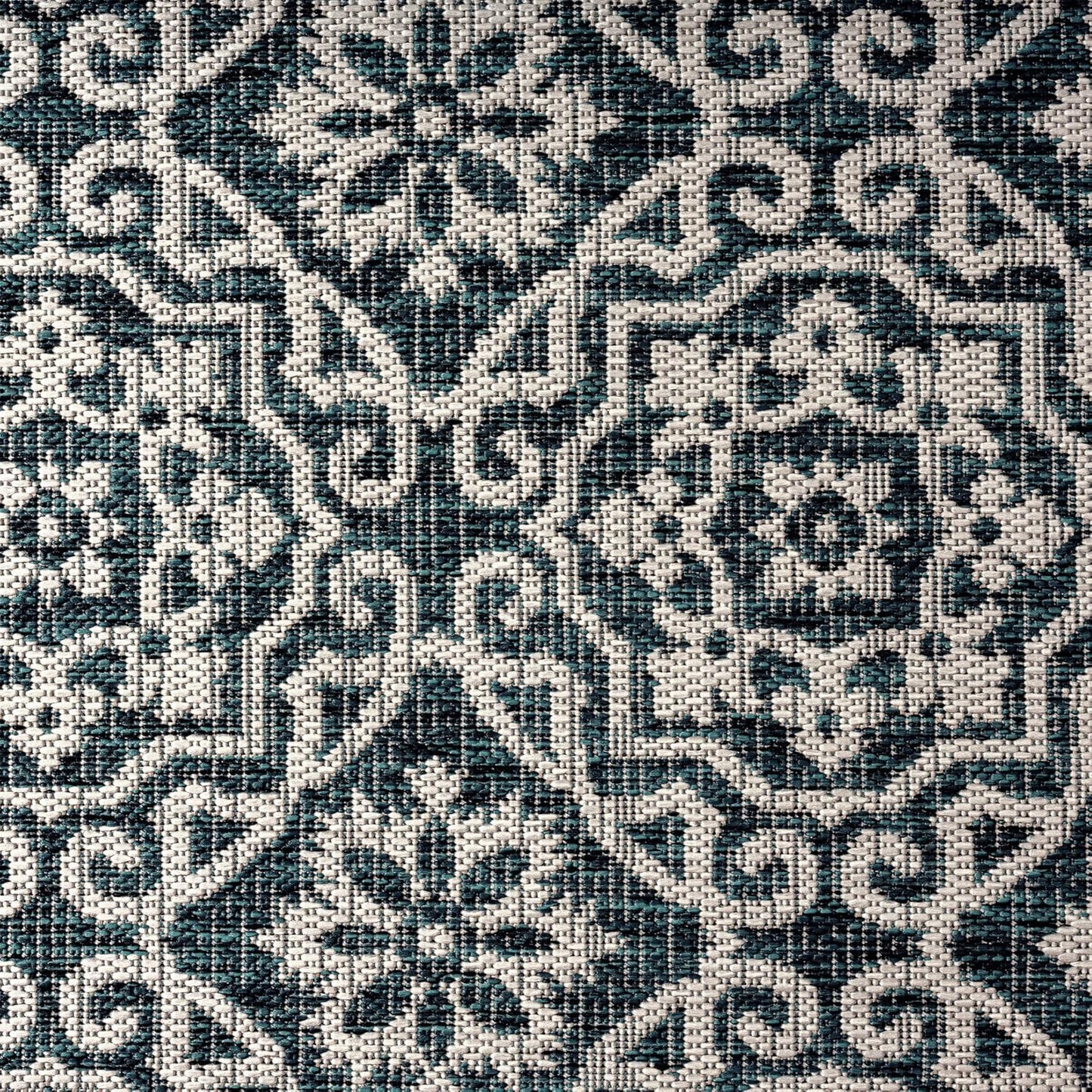 Nicole Miller New York Patio Country Julia Transitional Geometric Indoor/Outdoor Area Rug, Navy Blue/Ivory, 6'6"x9'2"