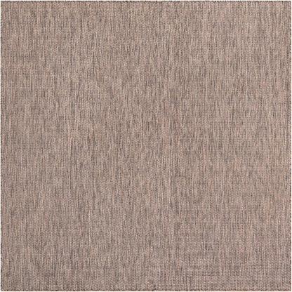 Unique Loom Outdoor Solid Collection Area Rug (7' 10" Square Light Brown/Ivory)