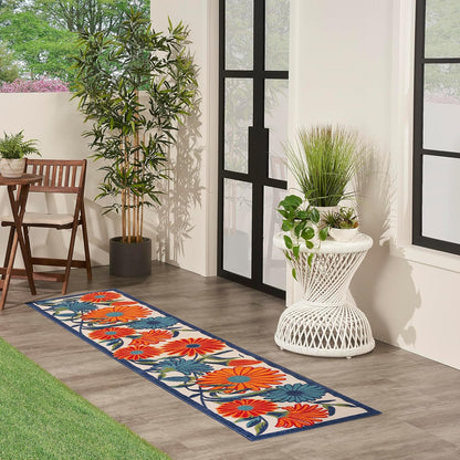 Nourison Home Aloha 6' Runner Multicolor Fabric Contemporary Area Rug (6' Runner)