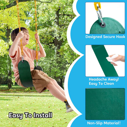 TURFEE 3 Pack Green Swing Seats Heavy Duty with 66" Chain, Swing Set Accessories Replacement with Snap Hooks for Kids Outdoor Play Playground, Trees, Backyard (Limit 300lb)