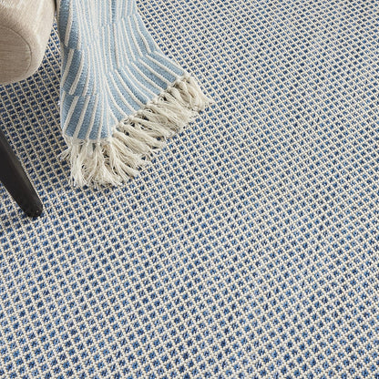 Nourison Courtyard Indoor/Outdoor Ivory Blue 4' x 6' Area Rug, Geometric, Easy Cleaning, Non Shedding, Bed Room, Living Room, Dining Room, Deck, Patio, Backyard (4x6)