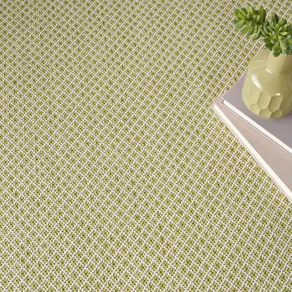 Nourison Home Courtyard Indoor/Outdoor Ivory Green 6' x Round Area Rug, Easy Cleaning, Non Shedding, Bed Room, Living Room, Dining Room, Backyard, Deck, Patio (6 Round)