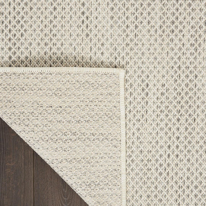 Nourison Home Courtyard Indoor/Outdoor Ivory Silver 9' x 12' Area Rug, Geometric, Easy Cleaning, Non Shedding, Bed Room, Living Room, Dining Room, Deck, Patio, Backyard (9x12)