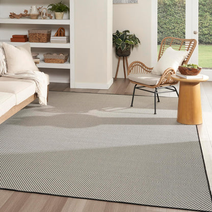 Nourison Home Courtyard Black White 8' x 10' Area Rug - Easy Clean, Non Shedding, Bed Room, Living Room, Dining Room, Kitchen (8' x 10')