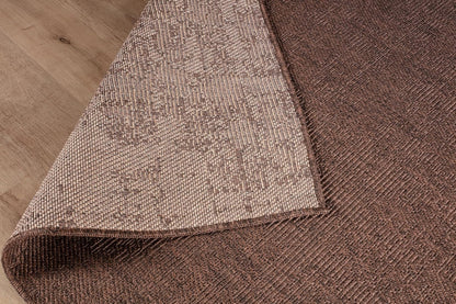 CAMILSON Easy Jute Round Rug 4ft Indoor Outdoor Brown Color Fiber Area Rugs for Living Room Patio and Kitchen Rug, Solid Boho Woven Design Easy-Cleaning Washable Outside Carpet Alfombras (4 Round)