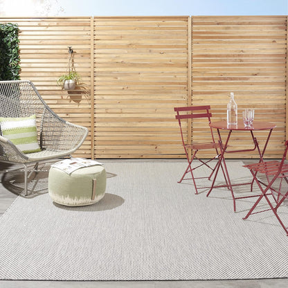 Nourison Home Courtyard 10' x 14' Ivory Charcoal Fabric Modern Area Rug (10' x 14')