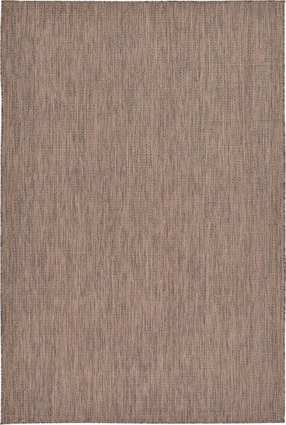 Unique Loom Collection Casual Transitional Solid Heathered Indoor/Outdoor Flatweave Area Rug (6' 1" x 9' Rectangle, Light Brown/Ivory)