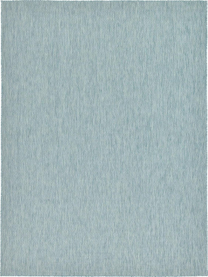 Unique Loom Collection Casual Transitional Solid Heathered Indoor/Outdoor Flatweave Area Rug (9' x 12' Rectangle, Aquamarine/Ivory)