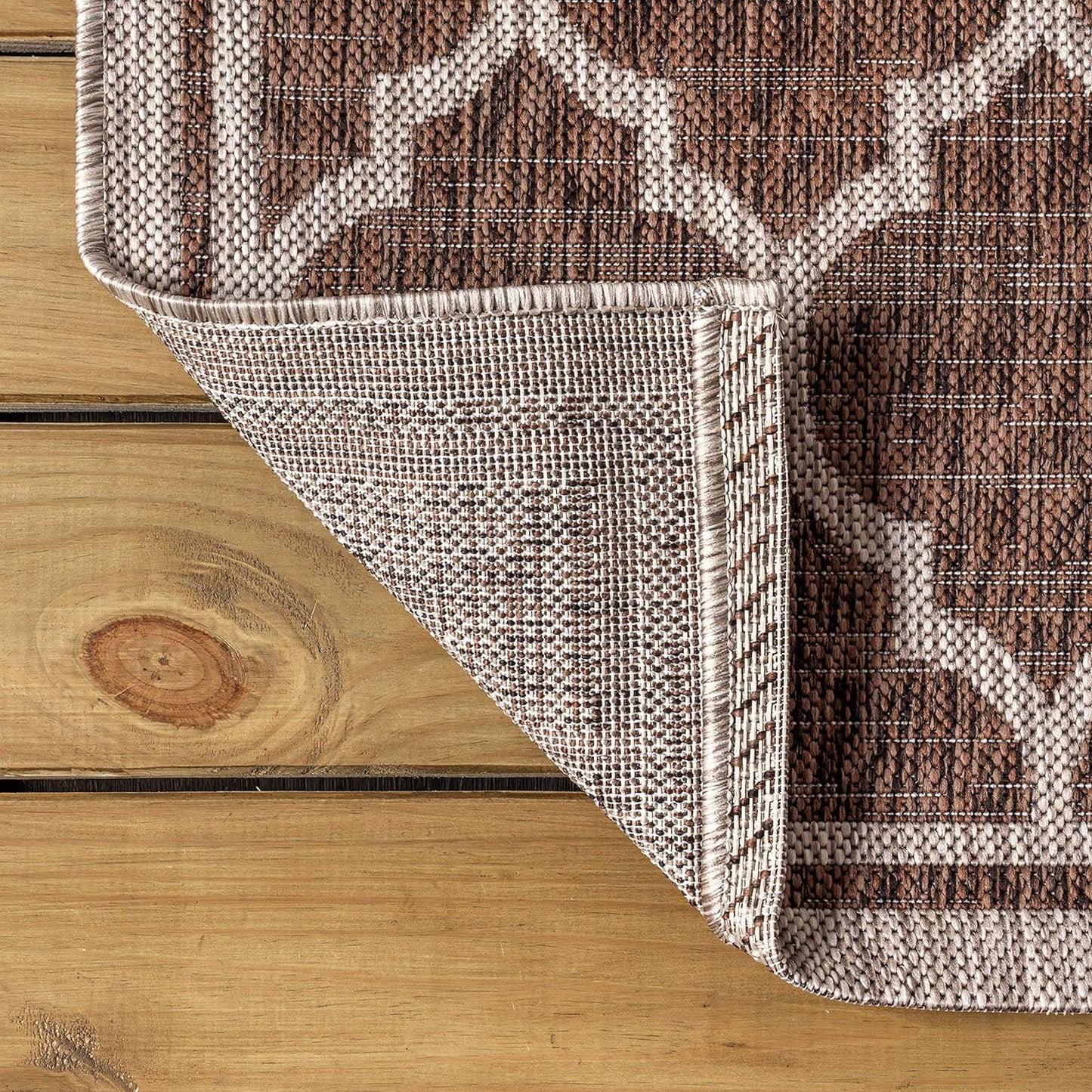 Eyely BMS109B-6 Santa Monica Trebol Moroccan Trellis Textured Weave, Pet Friendly, Non-Shedding, Stain Resistant, Easy-Cleaning, Espresso/Taupe, 6 ft. x 9 ft., Indoor/Outdoor, Area Rug