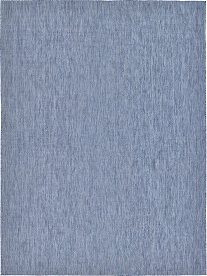 Unique Loom Collection Casual Transitional Solid Heathered Indoor/Outdoor Flatweave Area Rug (9' x 12' Rectangle, Blue/Navy Blue)