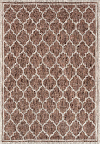 Eyely BMS109B-3 Santa Monica Trebol Moroccan Trellis Textured Weave Indoor/Outdoor Area Rug Coastal;Bohemian, Bedroom, Backyard, Patio, Easy-Cleaning, Non-Shedding, 3 X 5, Espresso/Taupe