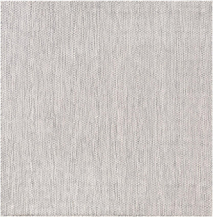 Unique Loom Outdoor Solid Collection Area Rug (6' 1" Square Light Gray/Ivory)