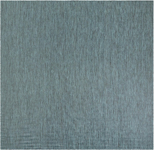 Unique Loom Outdoor Solid Collection Area Rug (10' Square Teal/Navy Blue)
