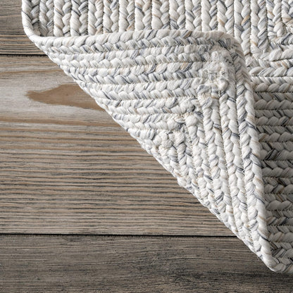 nuLOOM 8' Round Solid Hand Braided Indoor/Outdoor Area Rug, Pet-Friendly, High Traffic, Weather Resistant, for Patio, Balcony, Bedroom, Living, Dining Room, Wynn Ivory