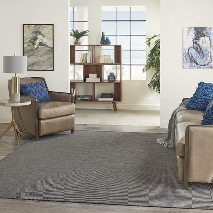 Nourison Home Positano Charcoal 8' x 10' Area Rug, Modern, Solid, Indoor/Outdoor, Easy Cleaning, Non Shedding, Bed Room, Living Room, Deck, Backyard