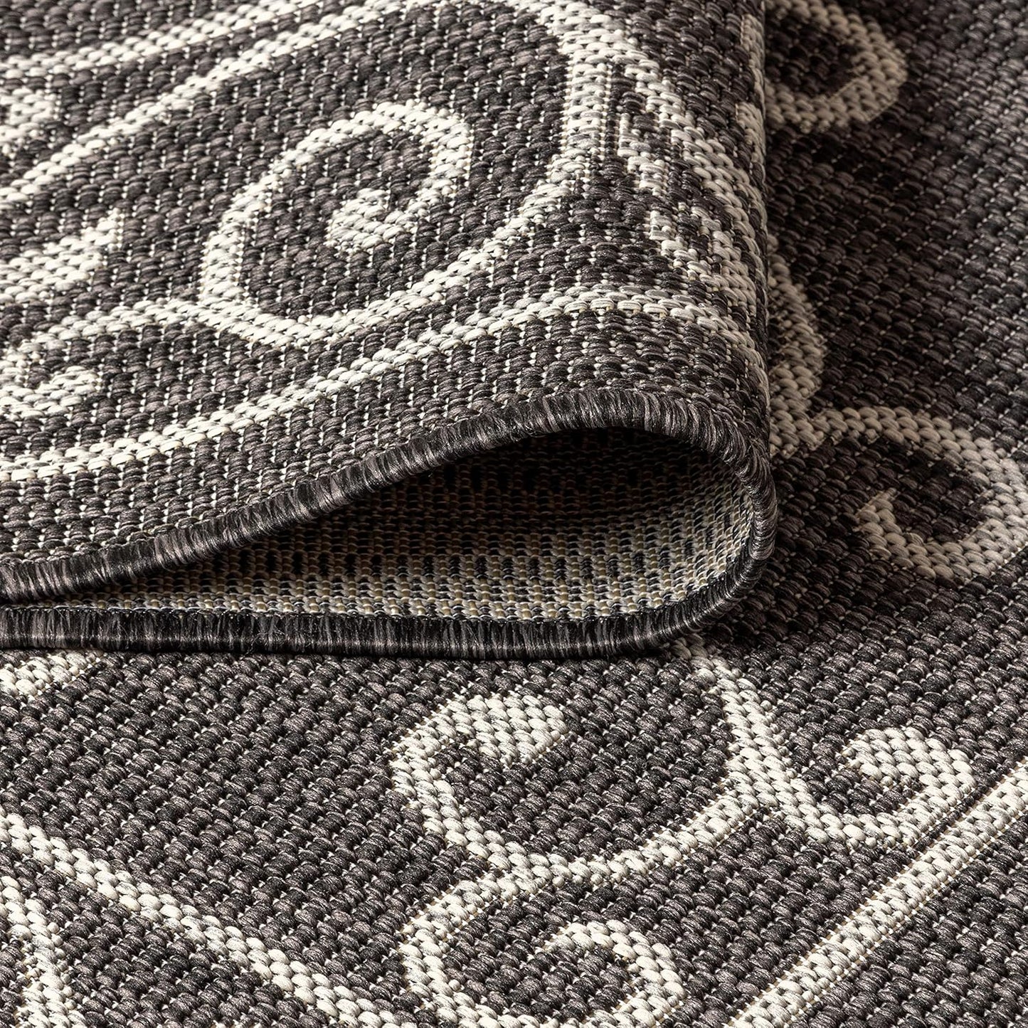 JONATHAN Y SMB106G-28 Charleston Vintage Filigree Textured Weave Indoor Outdoor Rug Living Room Backyard,2 X 8,Black/Gray