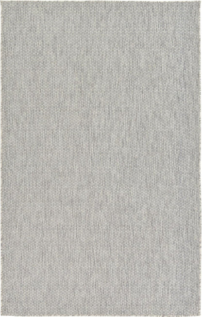 Unique Loom Collection Casual Transitional Solid Heathered Indoor/Outdoor Flatweave Area Rug (5' 3" x 8' Rectangle, Light Gray/Ivory)