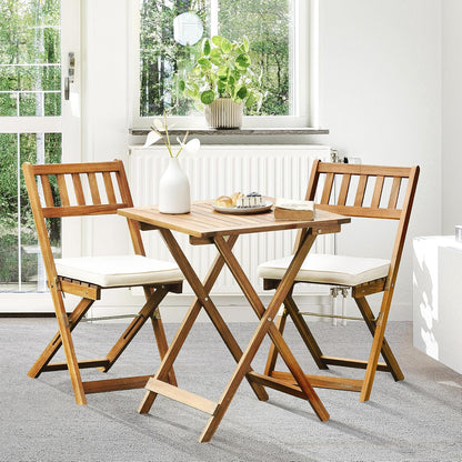 IDZO Heavy Duty 400lbs Capacity Patio Bistro Set 3 Piece Outdoor, Folding Chairs w/Cushion, Square Table - Upgrate 2024