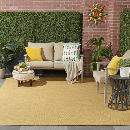Nourison Positano Indoor/Outdoor Yellow 6' x Round Area Rug, Easy Cleaning, Non Shedding, Bed Room, Living Room, Dining Room, Backyard, Deck, Patio (6 Round)