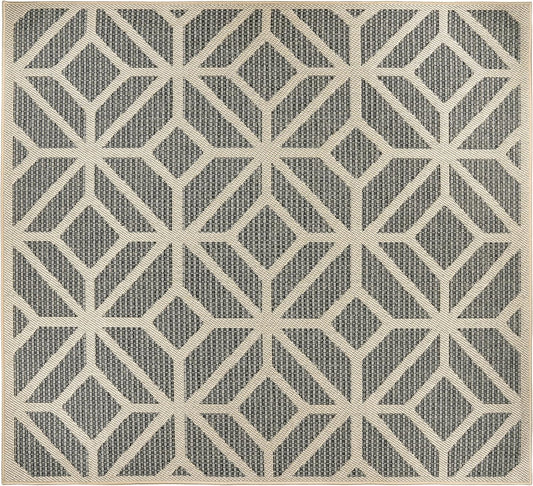 Rugshop Contemporary Geometric Indoor/Outdoor Square Rug 6' 6" Blue